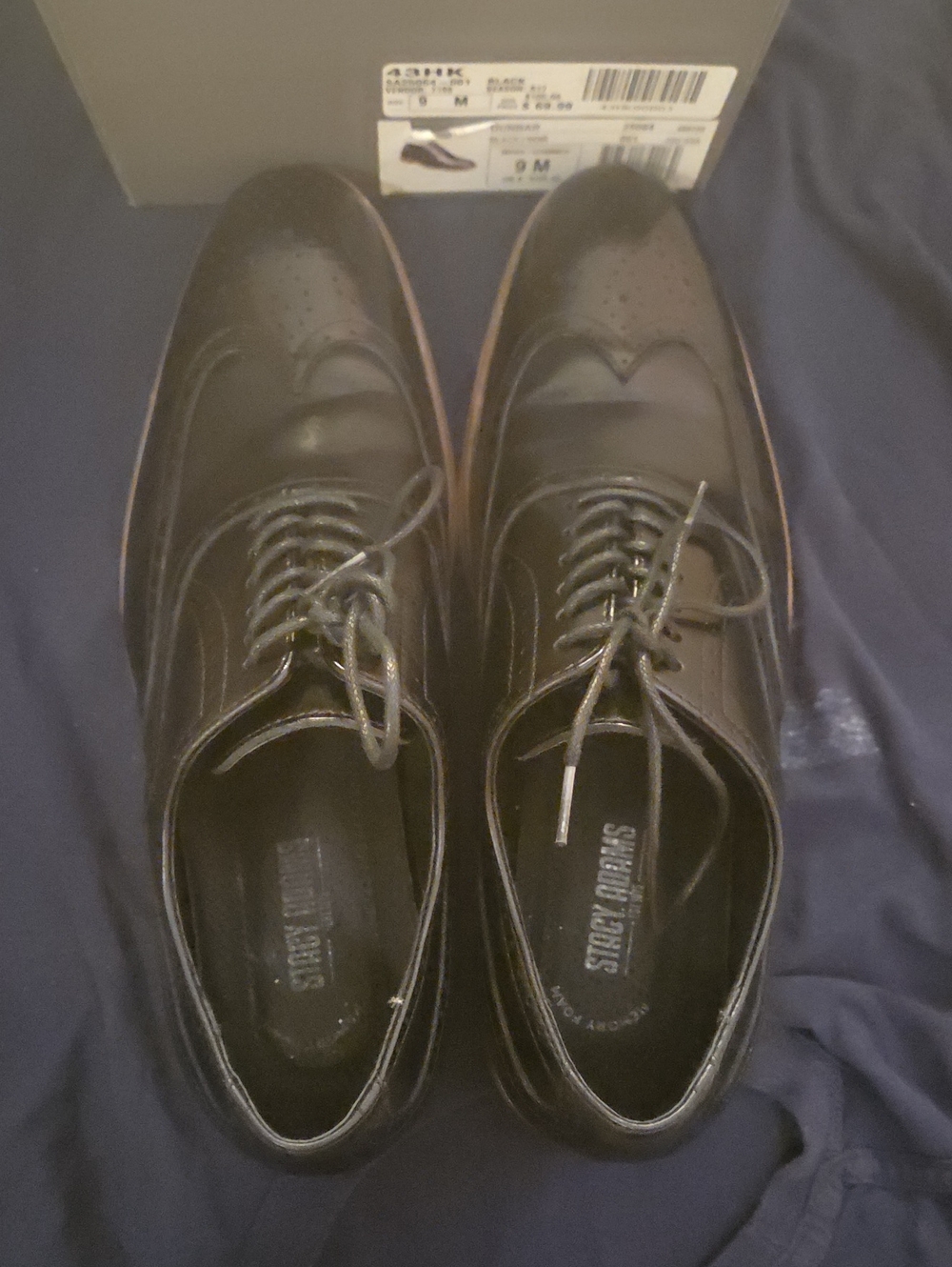 Stacy Adams Black Leather Wingtip Derby Shoes